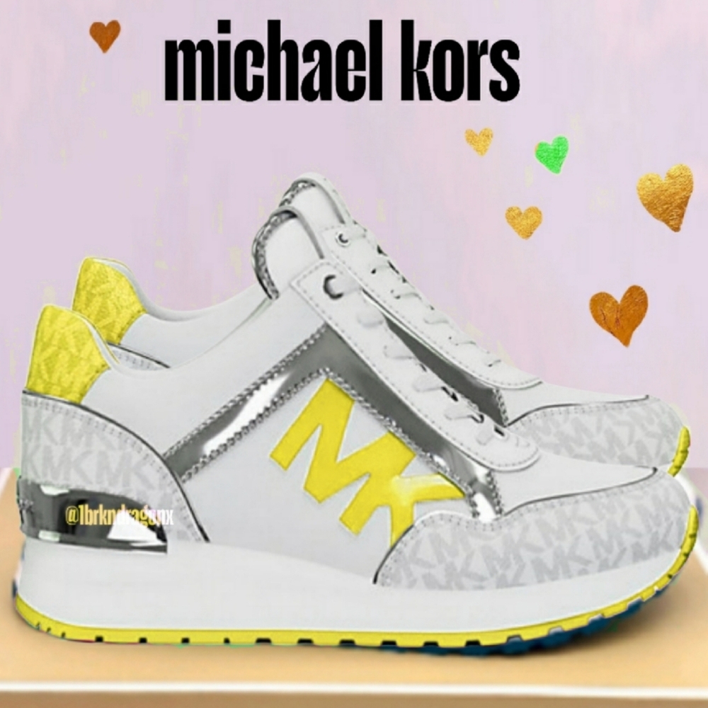Michael Kors Sneakers Kicks Trainers BNIOB Daisy Silver White Trainer Gym Run - Picture 13 of 16